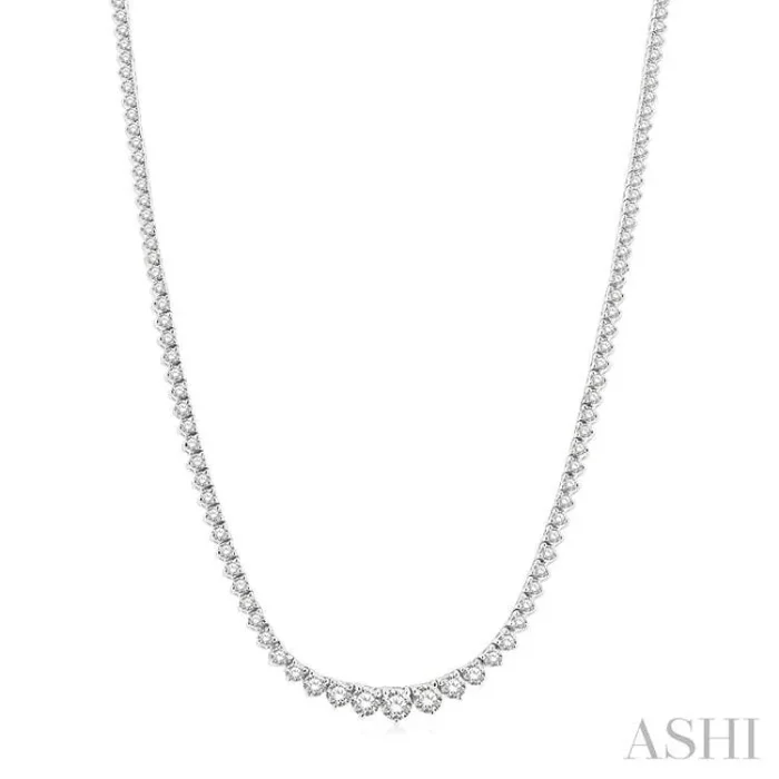7 Ctw Riviera Round Cut Diamond Necklace in 14K White Gold