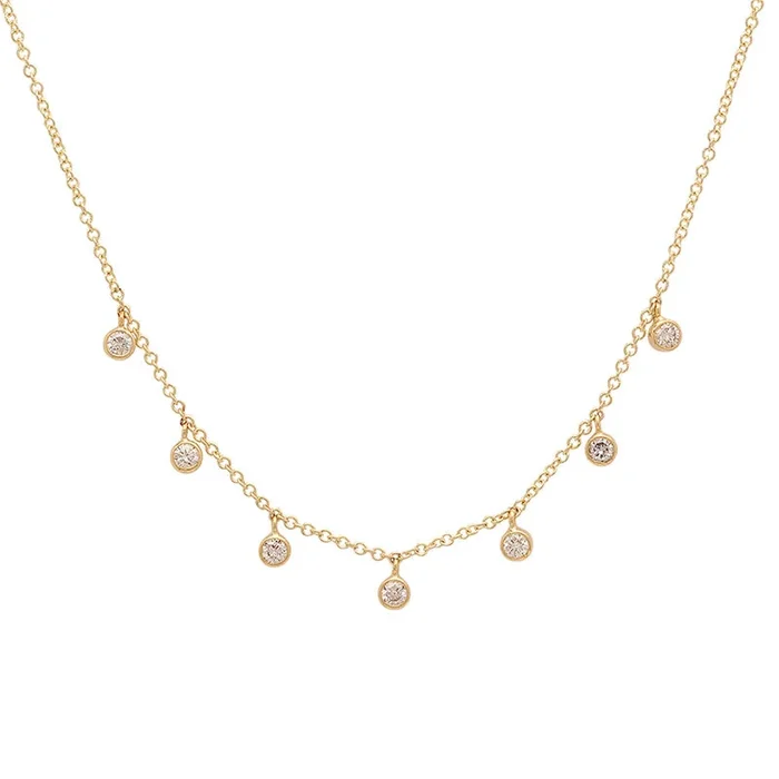 7 Mini Diamond Bezel Dangle Necklace