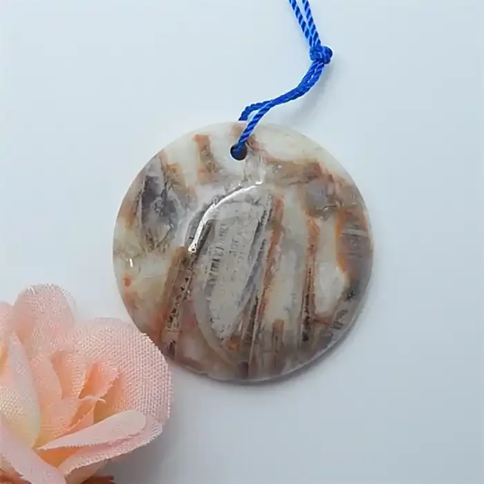 70ct Hot Sale Natural Bamboo Agate Round Cabochon For Jewelry Design Pendan