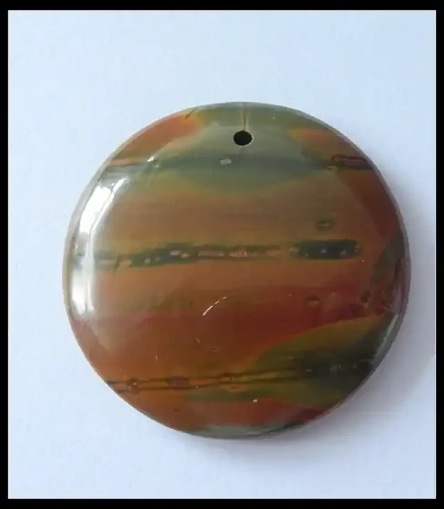 73.5Ct Natural Round Bi Color Picasso Jasper Pendant Bead