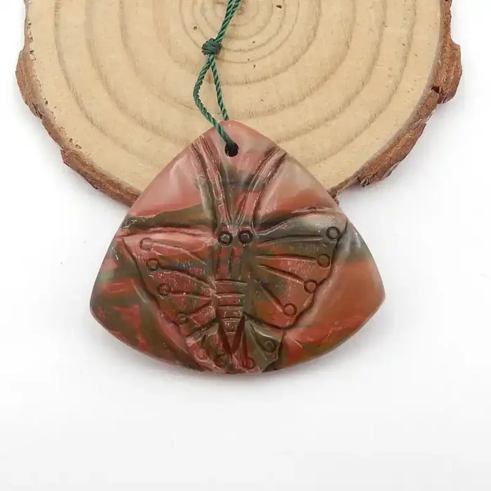 74.5ct Hot Sale Multi-Color Picasso jasper Craved Butterfly Pendant(1804141