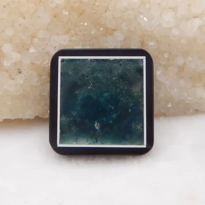 74.5cts obsidian,moss agate, white agate intarsia pendant bead H435
