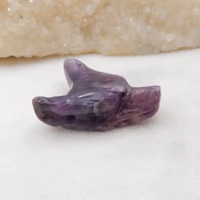 79cts Hand Carved Wolf Pendant ,Amethyst Wolf ,Wolf Head Pendant H526