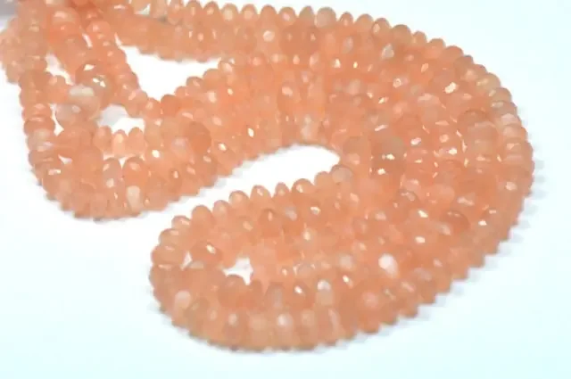 7mm pink moonstone beads rondelle faceted 8 inch line
