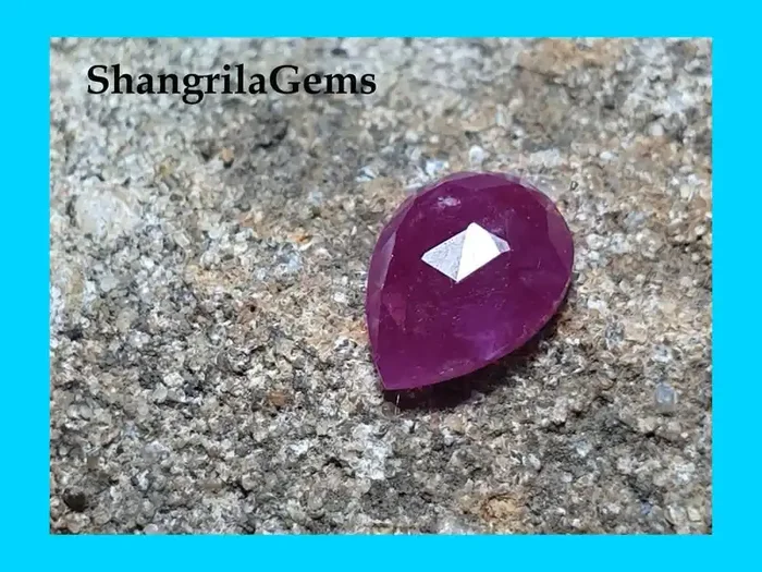 7mm Ruby rose cut drop pear shape 7 by 5 by 2.15mm 0.8ct approx