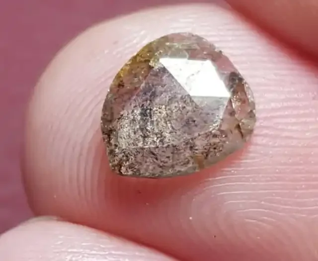 8.25mm salt pepper diamond drop pear shape rose cut