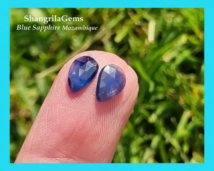 8.2mm Blue Sapphire pair drop pear gems unheated 1.46ct
