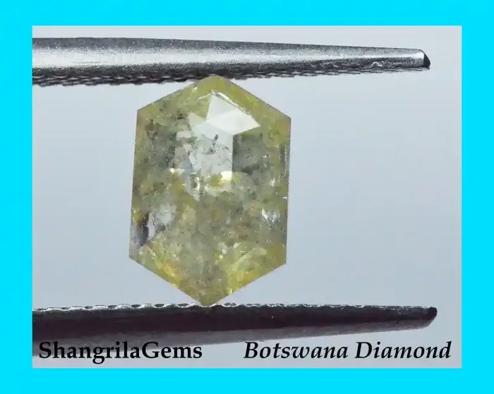 8.6mm 1.34ct Ivory yellow salt pepper hexagon diamond 8.6 by 5.75 by 3.05mm