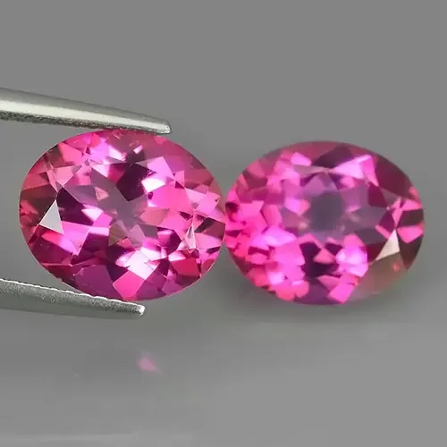 8.70 CTS SUPERIOR! TOP 11X9 MM OVAL CUT PAIR HOT PINK-TOPAZ