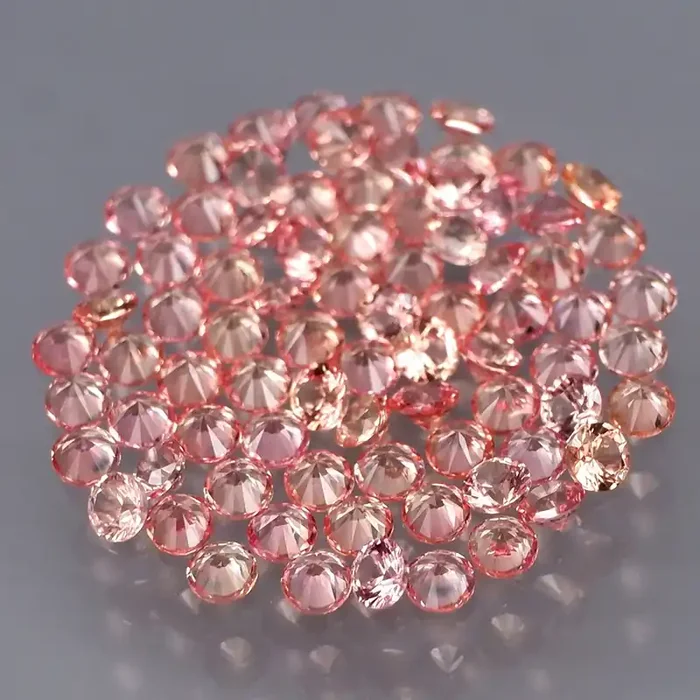 80Pcs/ 2.55 Ct. Round Diamond Cut 1.8 mm. TOP Padparadscha Natural Sapphire