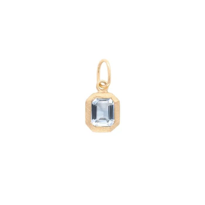 ‘Boulder’ Emerald Cut Bezel Gemstone Charm – Aquamarine