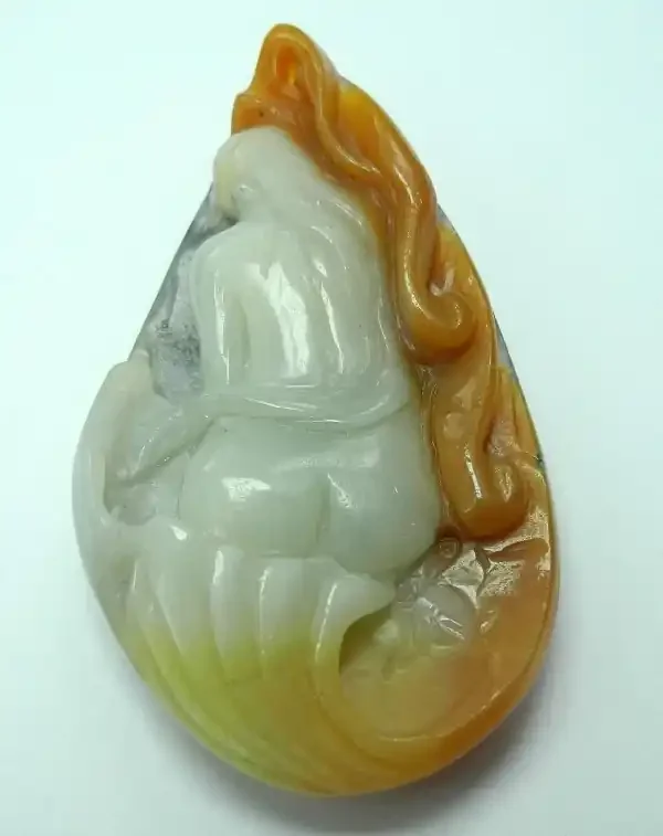 “129.86CT CARVED MULTI-COLOURED AMAZONITE NYMPH PENDANT BEAD!!”