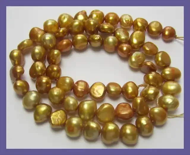“7.00MM COPPERY GOLD FRESHWATER NUGGET PEARL STRAND!!”