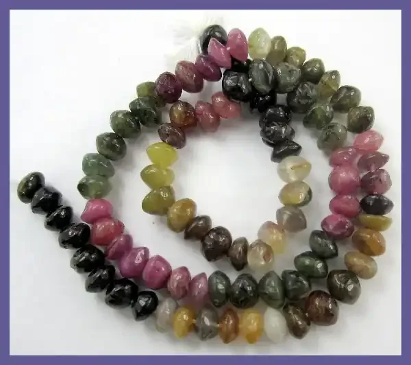 “A GRADE 5-6MM MULTI-COLORED TOURMALINE SMOOTH BUTTON BEADS!!”