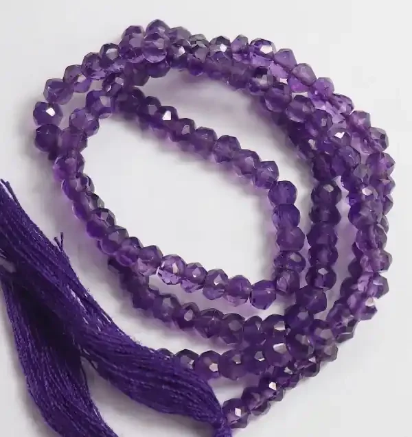 “AA GORGEOUS 3.5-4MM AFRICAN AMETHYST FACETED ROUND BEADS!!”