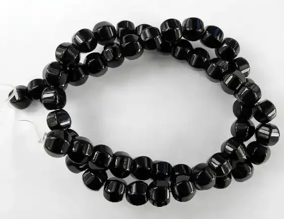 “AAA BEAUTIFUL BLACK ONYX 8.00MM LANTERN BEAD STRAND!!”