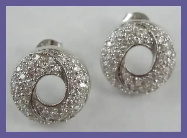 “ART DECO DESIGN – STERLING SILVER EARRINGS – PAVE SET WITH CZ!!”