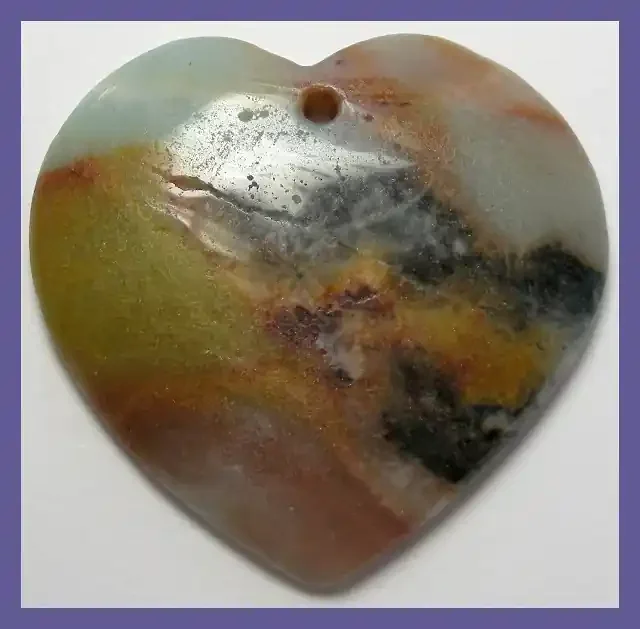 “AWESOME MULTI-COLORED AMAZONITE HEART SHAPED PENDANT BEAD”