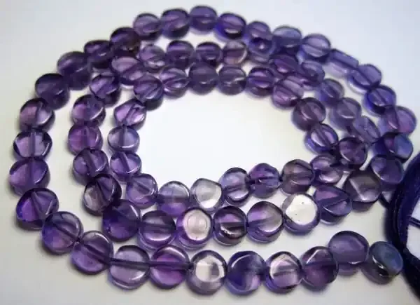 “BEAUTIFUL 4.00MM AMETHYST COIN BEAD STRAND – EYE CLEAN!!”
