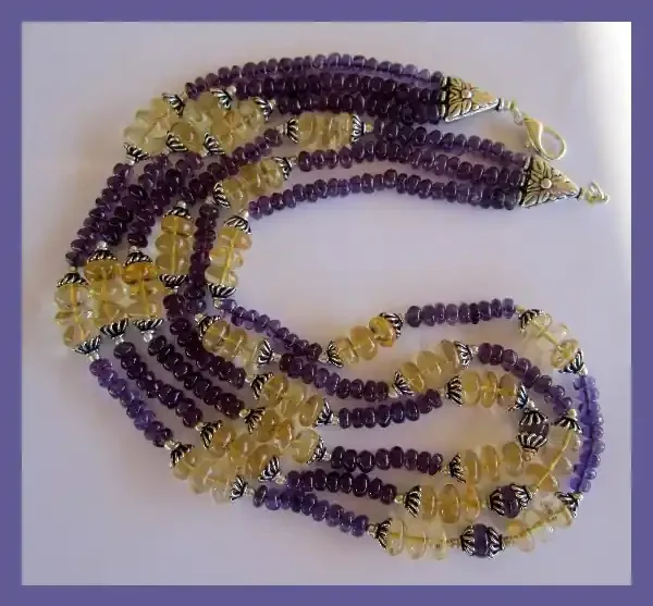 “MAJESTIC AMETHYST & CITRINE 3-ROW NECKLACE – 467.55CTS”