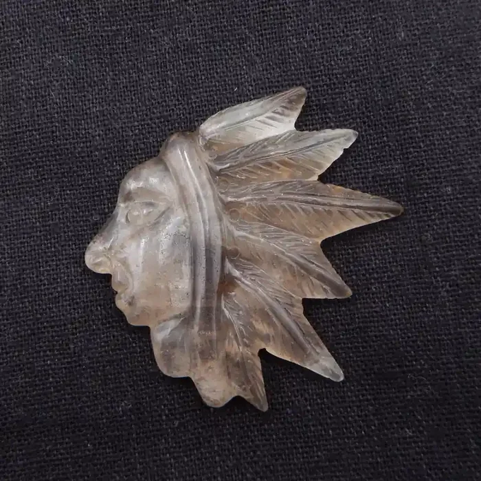 86cts Designer, Smoky Quartz Carving ,LapisIndian Cabochon H381