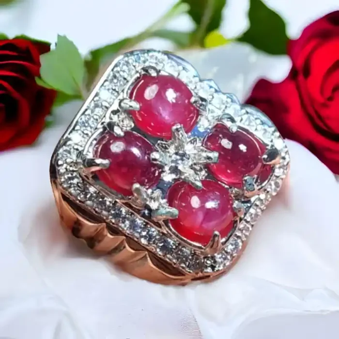 89.45 CT Pretty Natural Star Ruby Gemstone Ring Jewelry