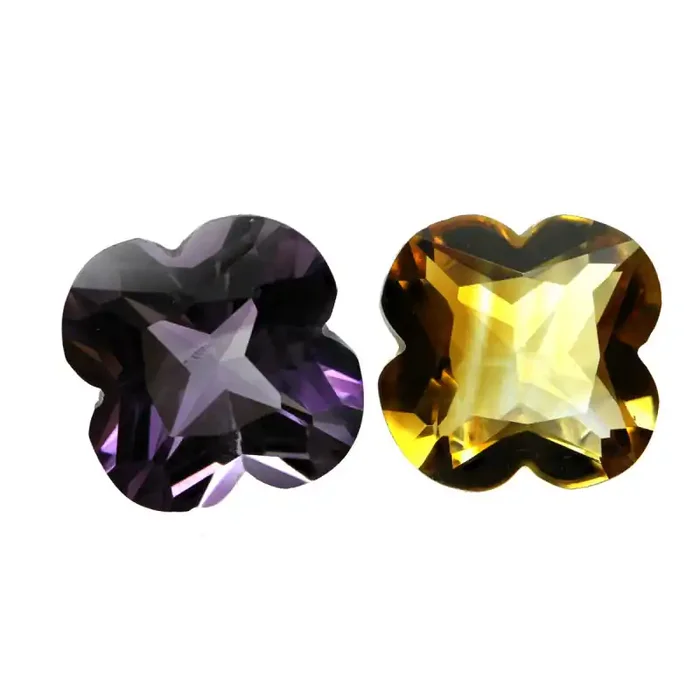9.33tcw Miss Matched Set Amethyst and Citrine Flower Cut