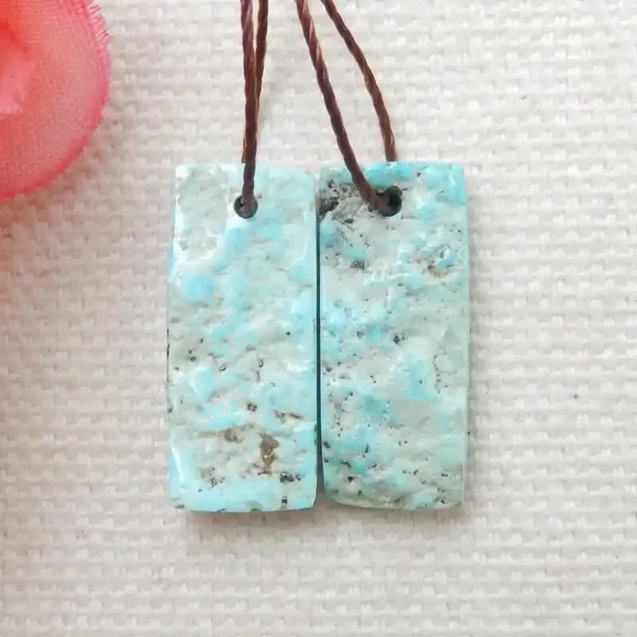 9.5cts Raw Turquoise Earrings,Handmade Gemstone ,Turquoise Earrings F60