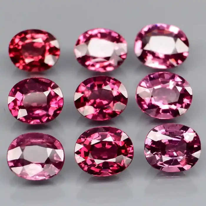 9 Pcs / 5.42 Ct. Natural Earth Mined Cherry Pink Rhodolite Garnet Africa