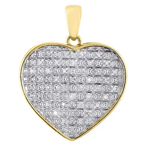 .925 Sterling Silver Diamond Concave Heart Shape Pendant 18″ Chain Set 0.20 Ct