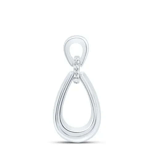 925 Sterling Silver Genuine Diamond Women‘s Interlocked Teardrop Pendant 0.03 CT