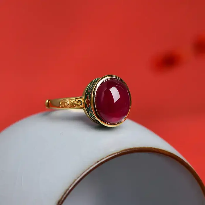 925 Sterling Silver Red Corundum Courage Ring (Extra 30% Off USE CODE FS30)