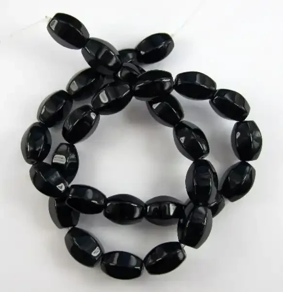 AAA LOVELY BLACK ONYX 9X14.00MM 4-SIDED BARREL BEADS!