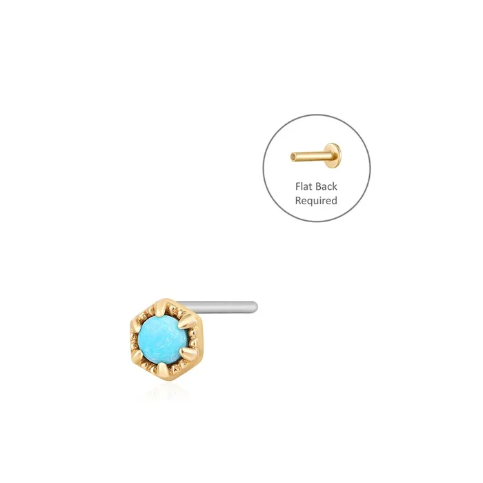 AMINA | Turquoise Solitaire Threadless Flatback Earring