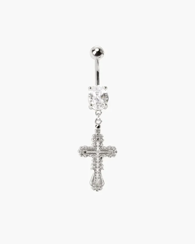 Anillo de vientre cruzado Everette en plata