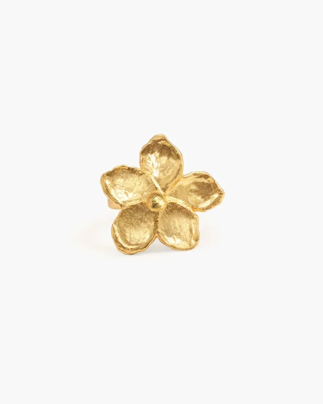 Anillo floral texturizado dorado