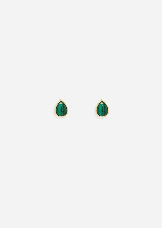 Ankh Inlay Threaded Flat Back Earring – Malachite | Single