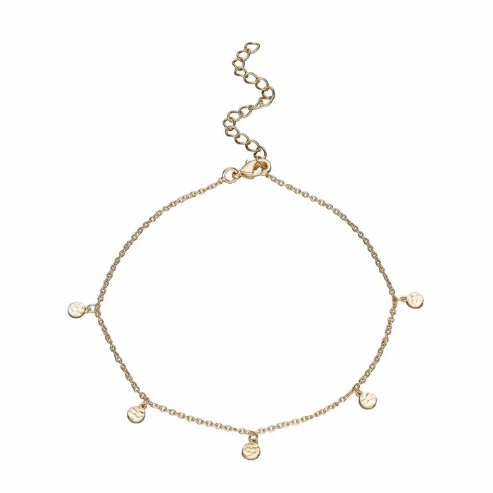 Anklet with Hammered Discs – 18k Gold Plated