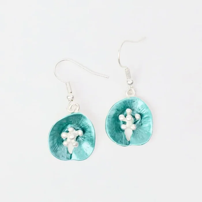 Aqua Lilypad Earrings