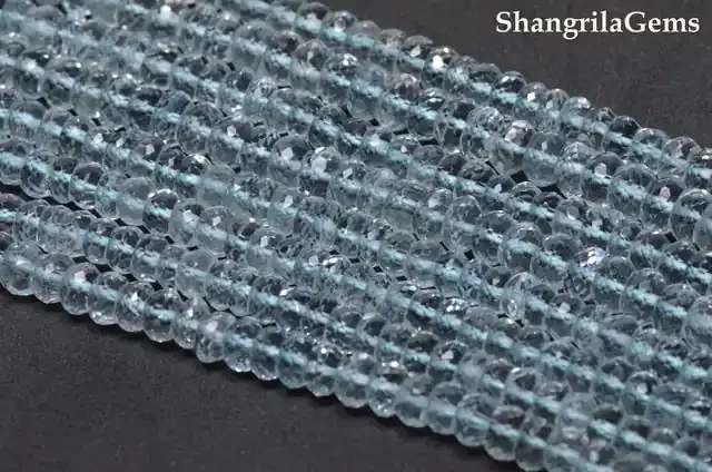 AQUAMARINE faceted beads 4mm 13.75inch line aq001