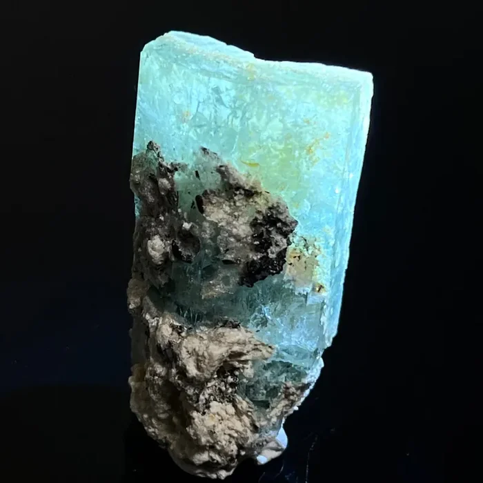 Aquamarine Specimen with Feldspar and Black Tourmaline, Erongo Mountain, Erongo Region, Namibia, Erongo Aquamarine Crystal, Crystal Healing