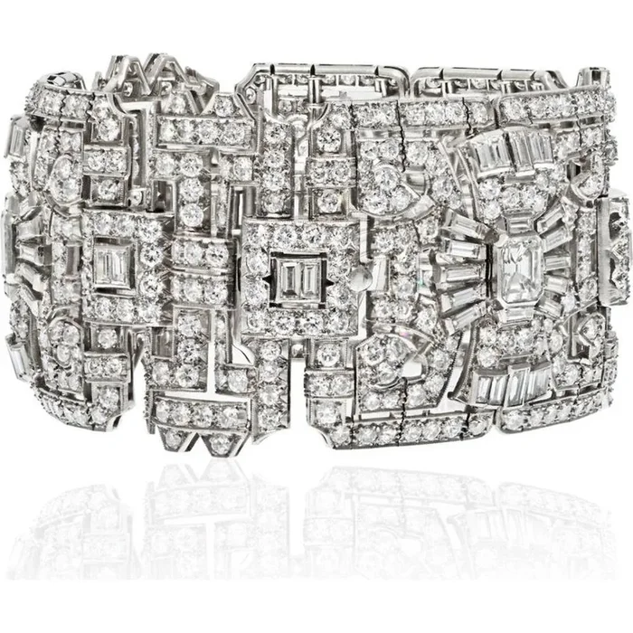 Art Deco Brilliance Platinum Diamond Bracelet – 47.00 Total Carat Weight Diamonds