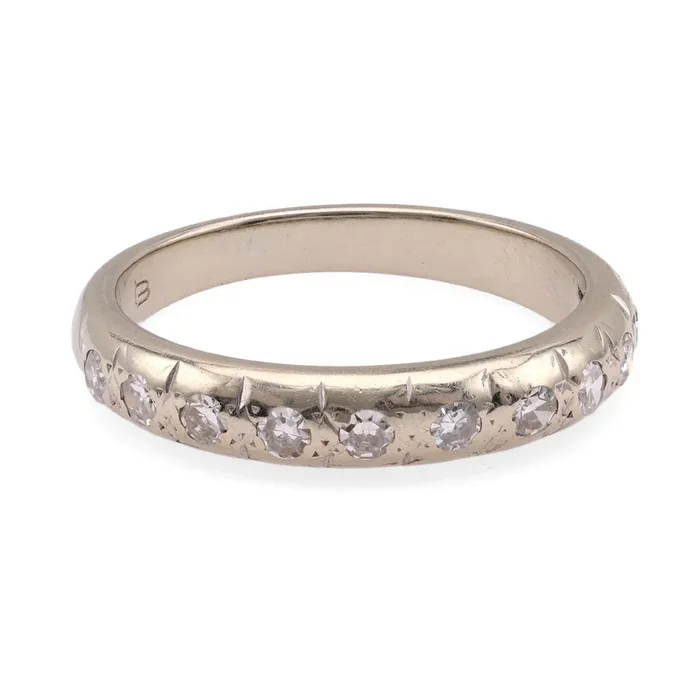 Art Deco Diamond Starburst Half Eternity Wedding Band