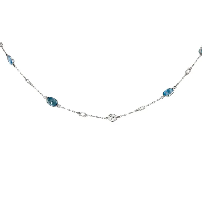 Art Deco style aquamarine diamond by the yard platinum chain