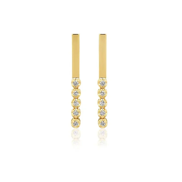 Bar Studs with 5 Illusion Set Diamonds