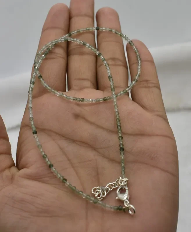 Beads Necklace Natural Gemstone 925 Sterling Silver Clasp NK18