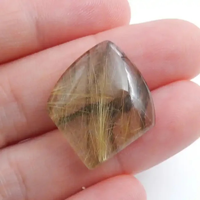Beautiful Rutilated Quartz and Labradorite Intarsia Cabochon Bead C552