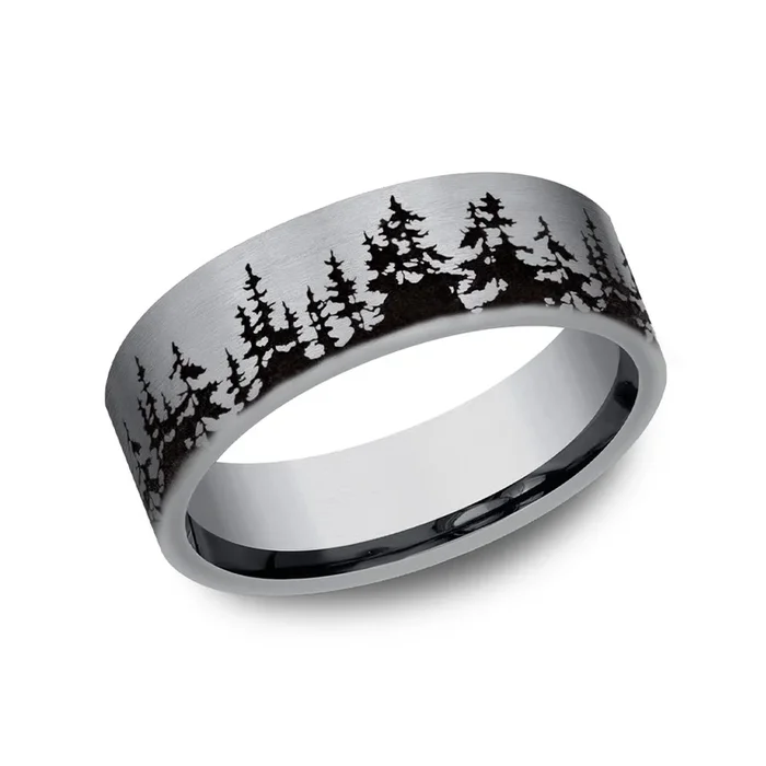 Benchmark® Flat Edge Tree Line Silhouette Men’s Band