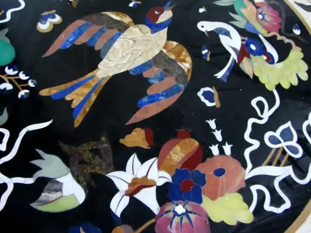 BIRD /ELEPHANT 120 cm BEAUTIFUL MARBLE TABLE INLAID GEMS