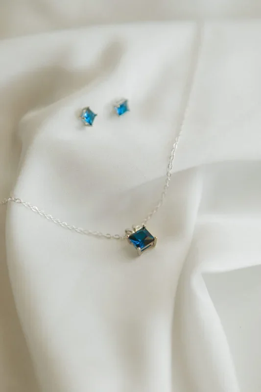 Birthstone Solitaire Necklace and Earring Set